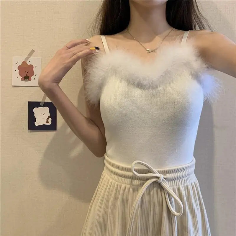 90s-Princess Feather Pastel Kawaii Aesthetic Knit Top MK18534