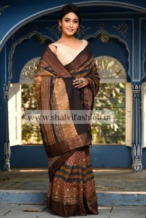 Appealing Bagru Print Tussar Silk Saree (TSS03)