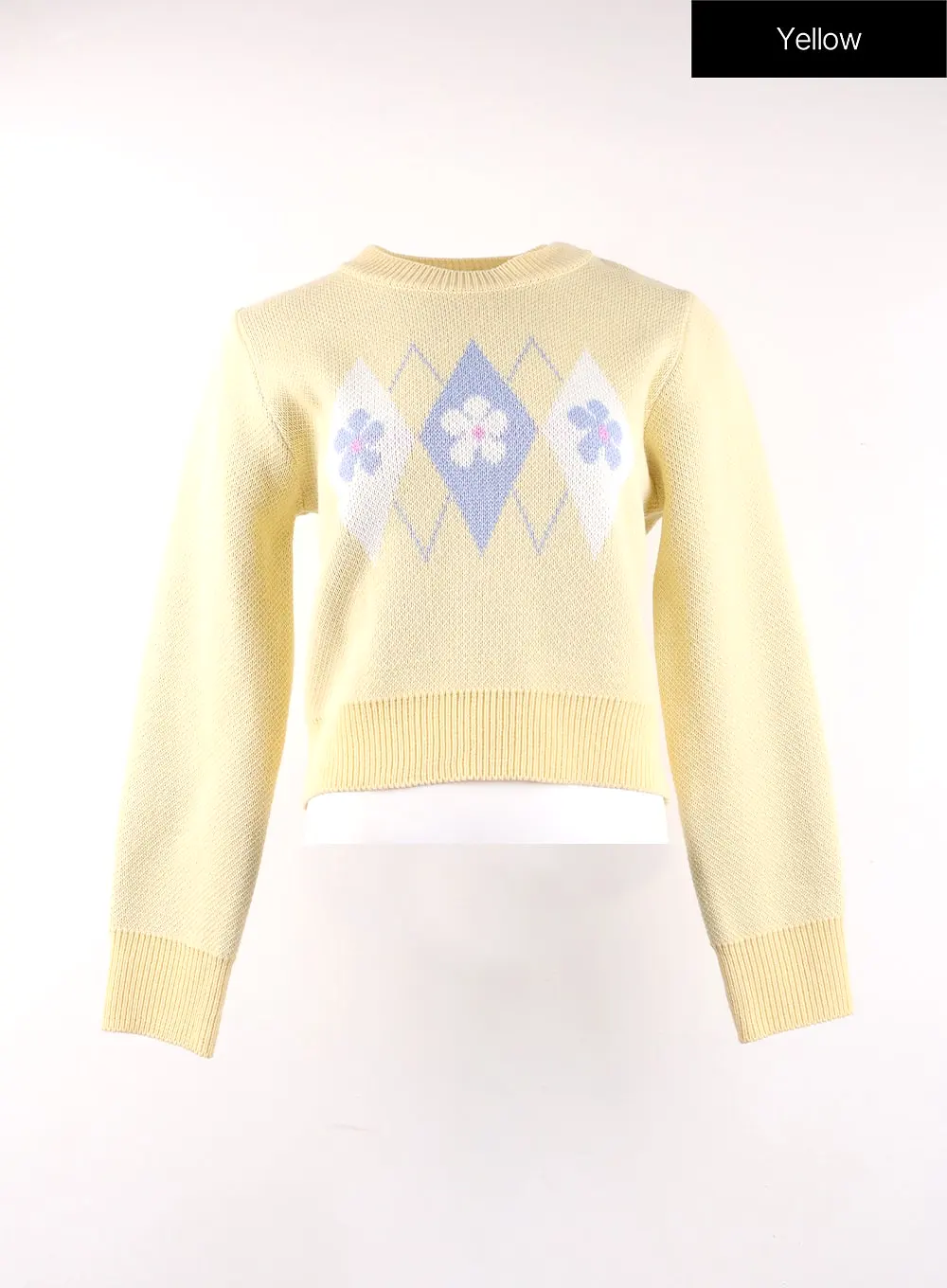 Argyle Pattern Crew Neck Sweater OF405