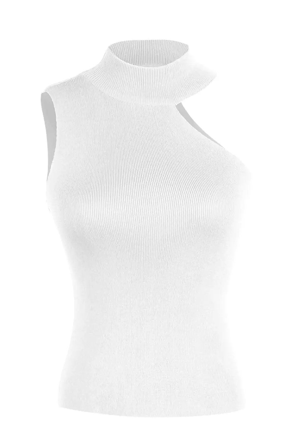 Asymmetrical Sleeveless Rib-Knit Top