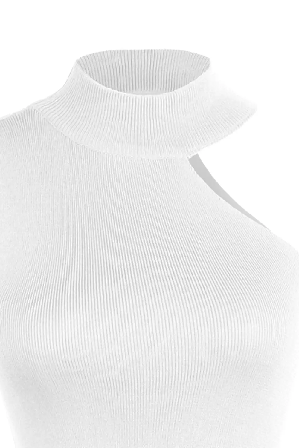 Asymmetrical Sleeveless Rib-Knit Top