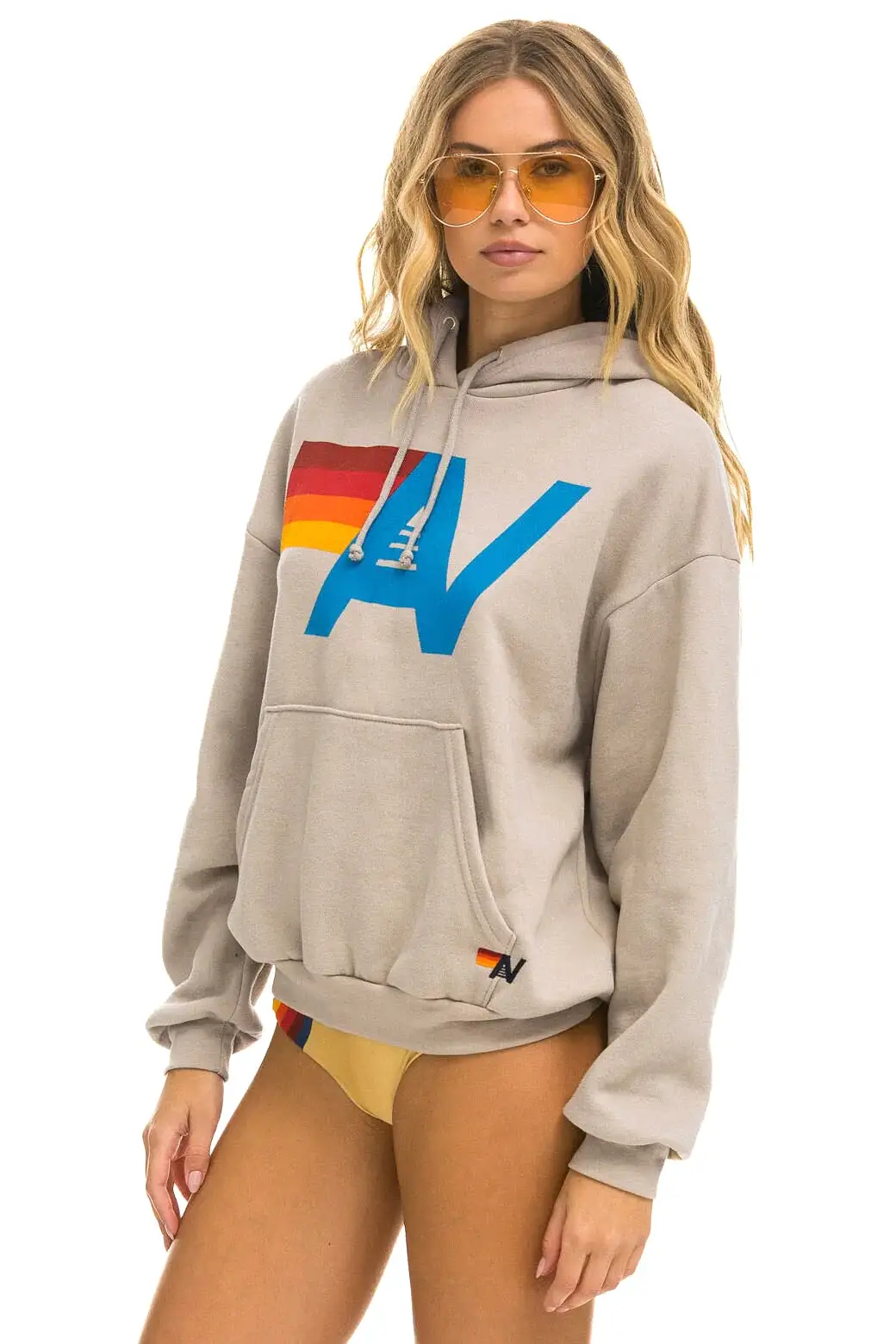 Aviator Nation LOGO PULLOVER RELAXED HOODIE - SAND