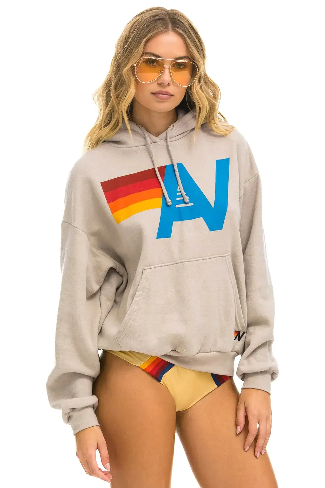 Aviator Nation LOGO PULLOVER RELAXED HOODIE - SAND