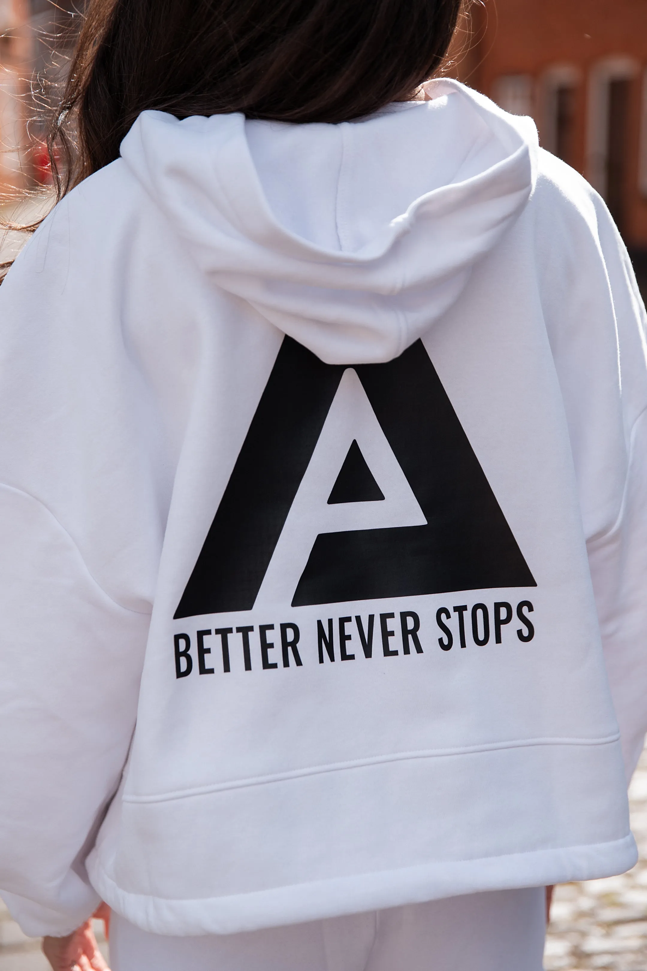 Better Never Stops Cropped Oversized Hoodie White