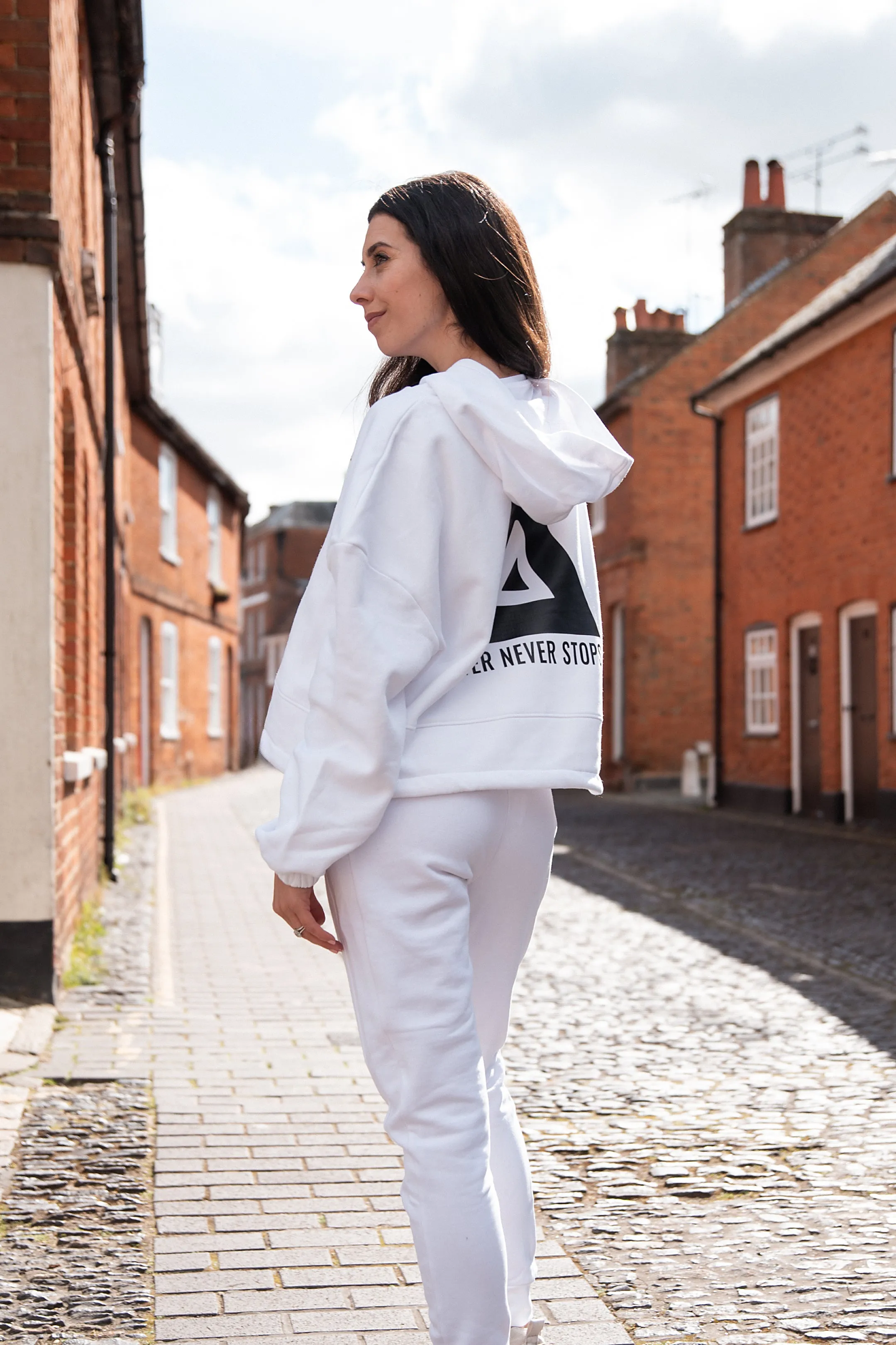 Better Never Stops Cropped Oversized Hoodie White