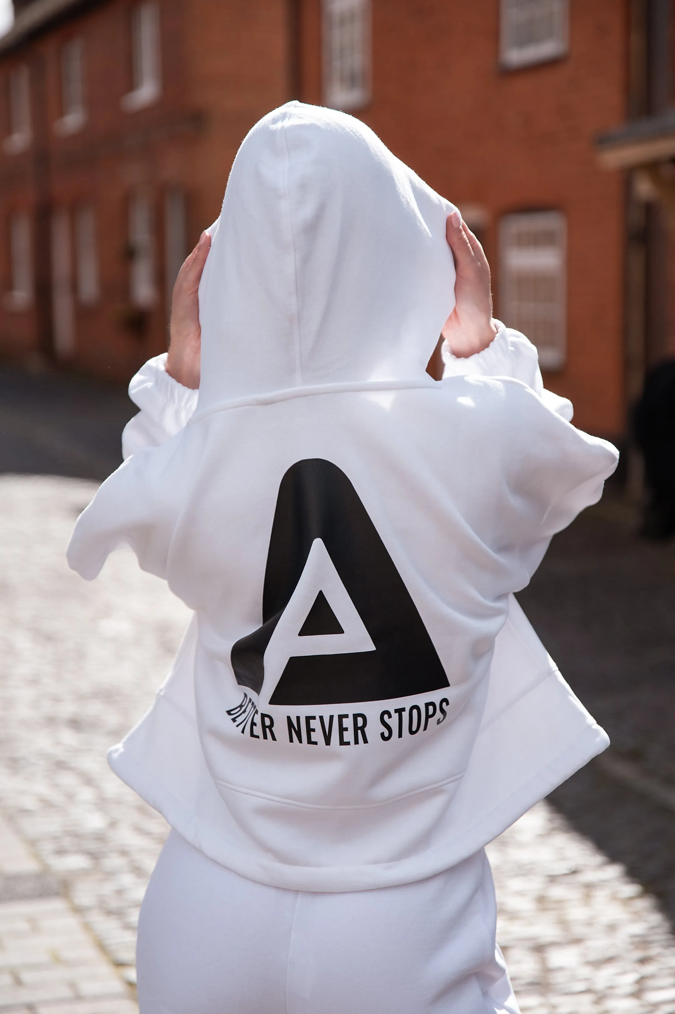 Better Never Stops Cropped Oversized Hoodie White