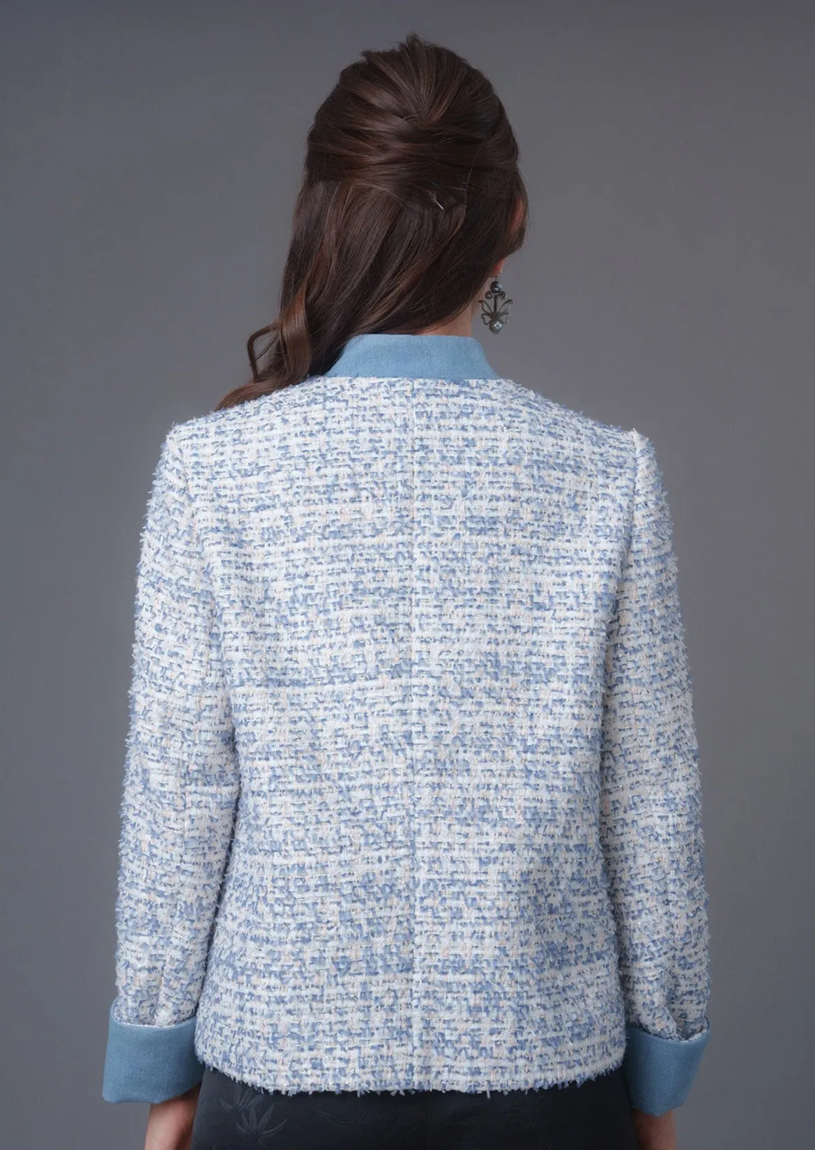 Bicolor Tweed Tang Jacket (Denim/ Blue)