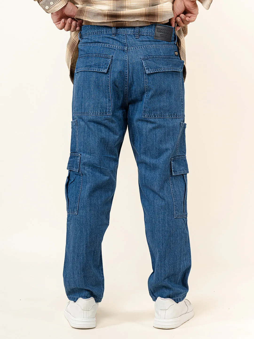 Blue Cargo Baggy Fit Denim Jeans