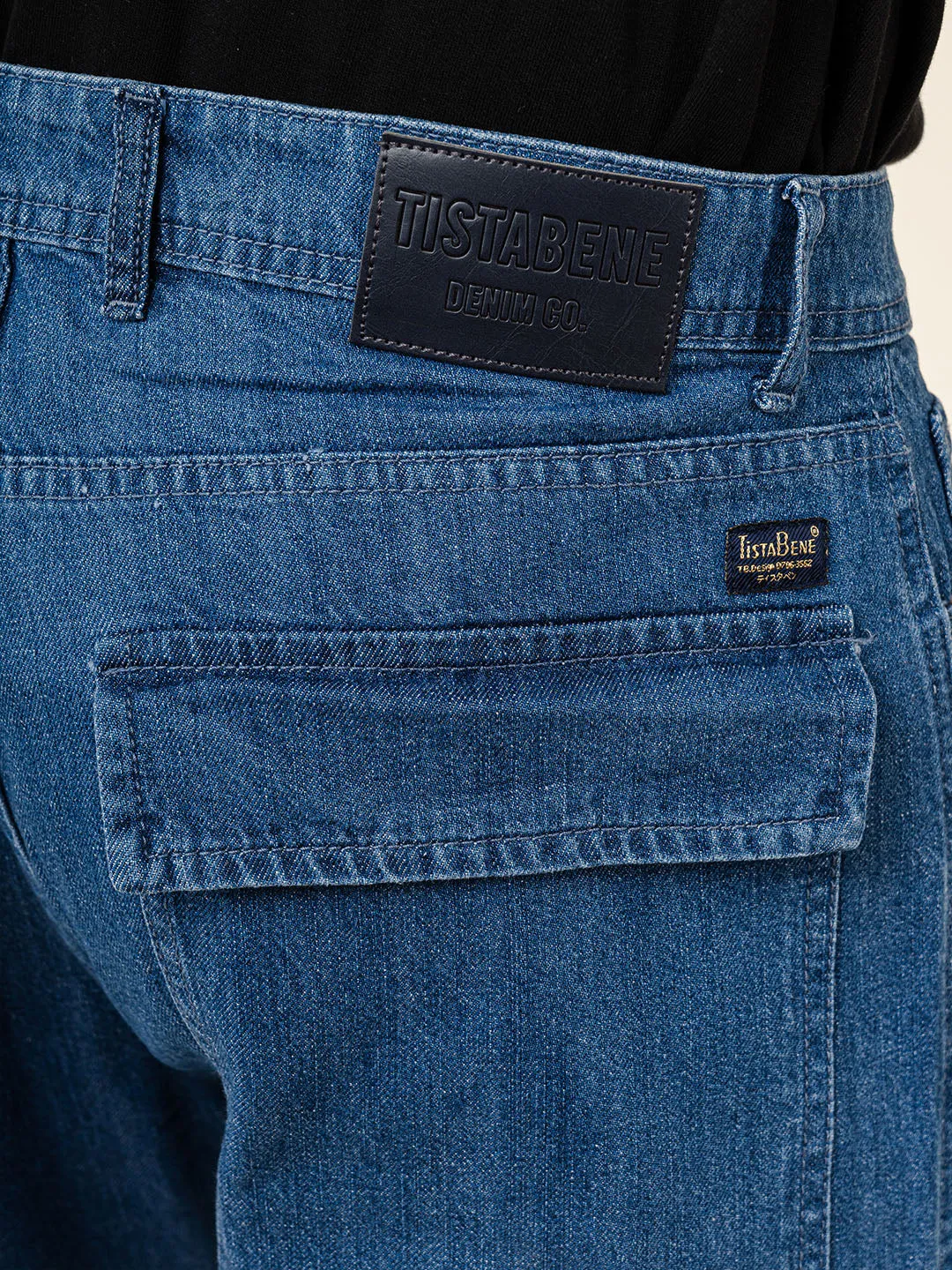 Blue Cargo Baggy Fit Denim Jeans