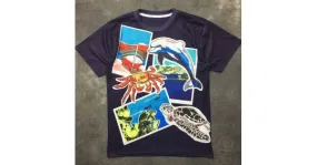 Blue Dolphin Crab Turtle Ocean Round Neck Short Sleeves Funky Mens T-Shirt