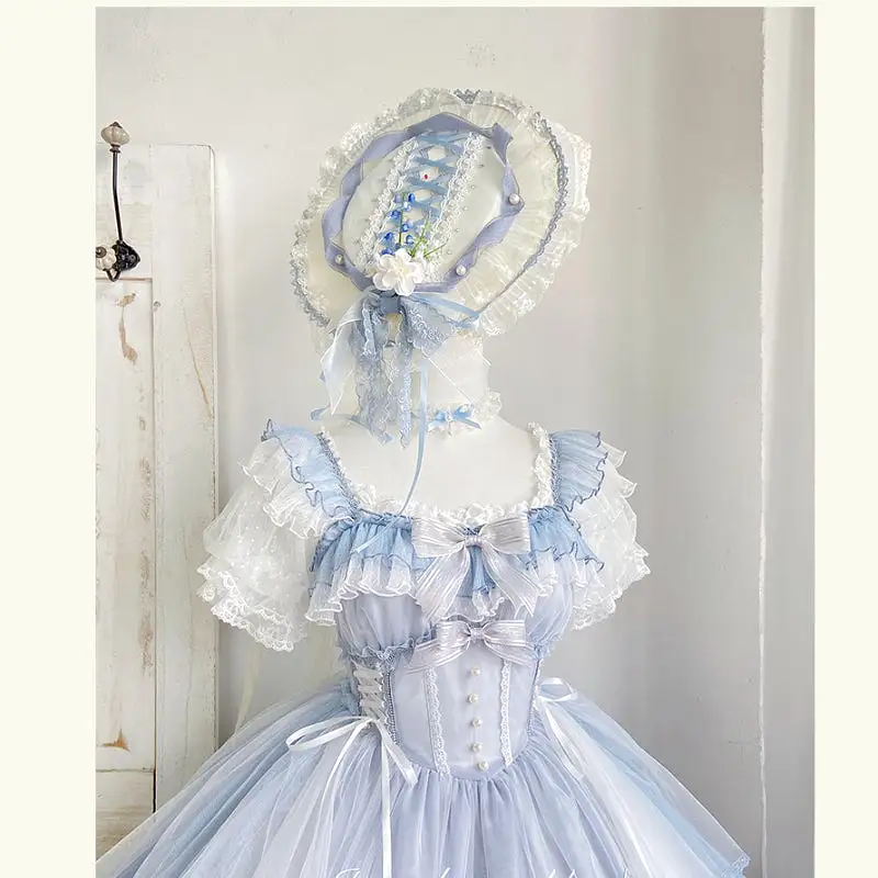 Blue Lily Vintage Style Lace-up Princess Lolita Dress ON810