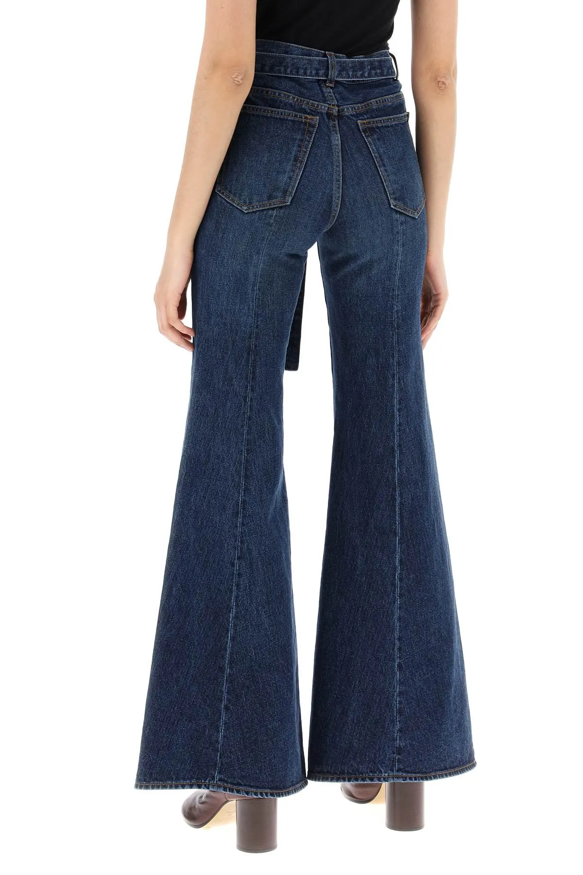 boot cut jeans with matching belt 24 07290 BLUE