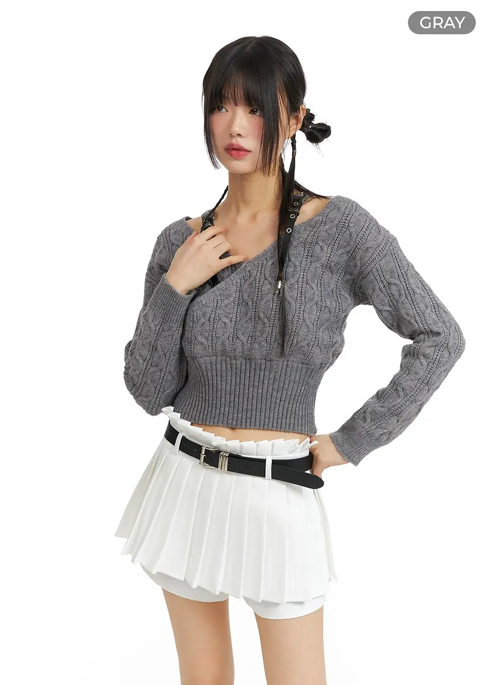 Cable Knit Buckle Sweater CF420