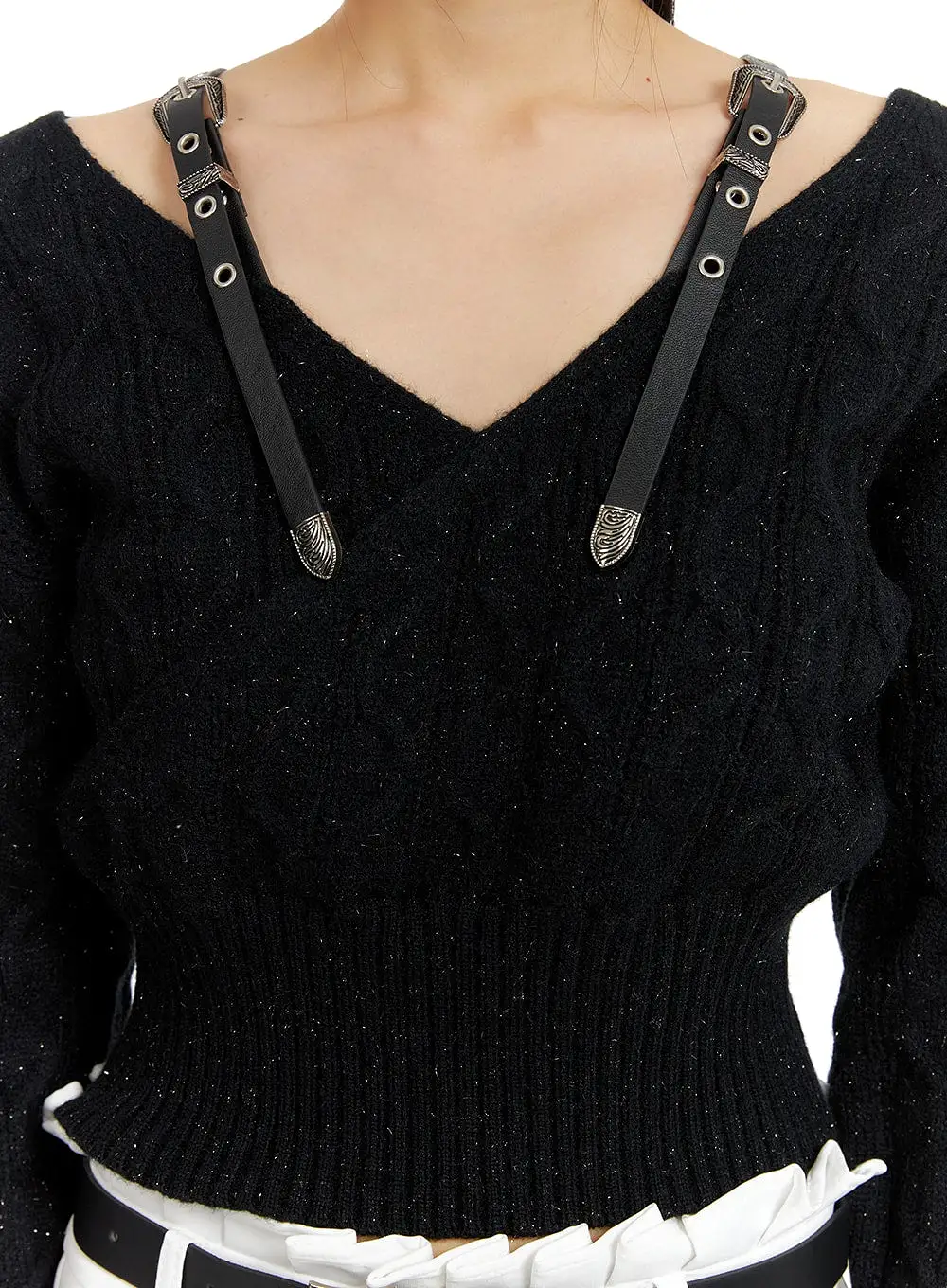 Cable Knit Buckle Sweater CF420