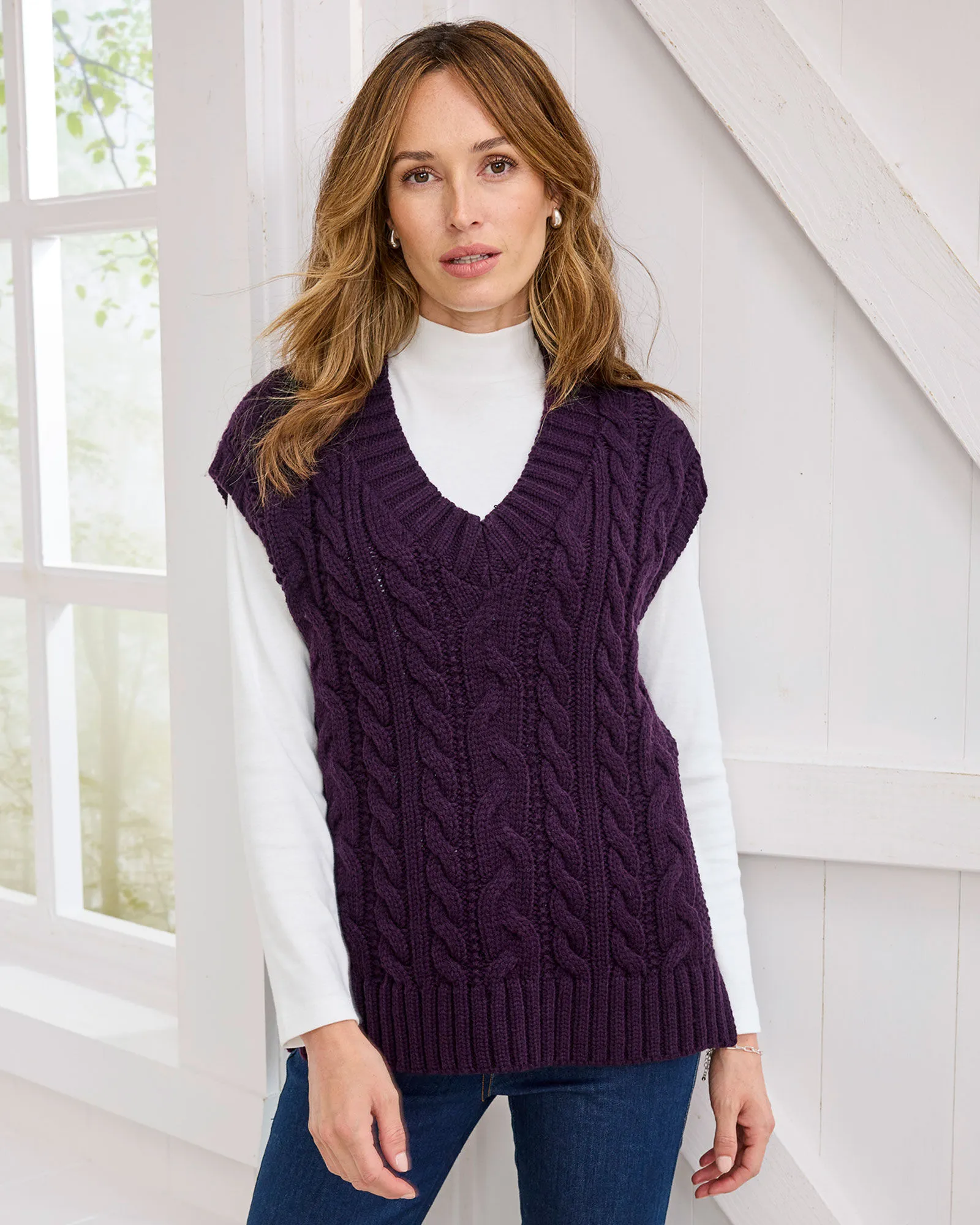 Cable V-Neck Sweater Vest