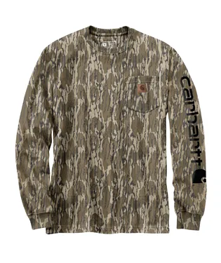 Carhartt Loose Fit Heavyweight Long-Sleeve Pocket Camo Logo Graphic T-Shirt