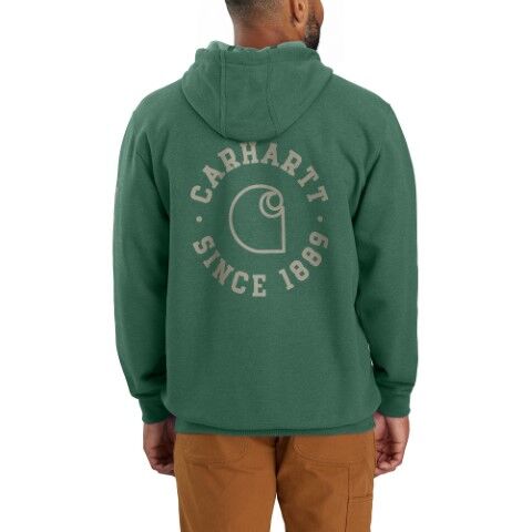 Carhartt Men's Rain Defender Loose Fit Midweight 1889 Graphic Sweatshirt in Frosted Balsam Heather