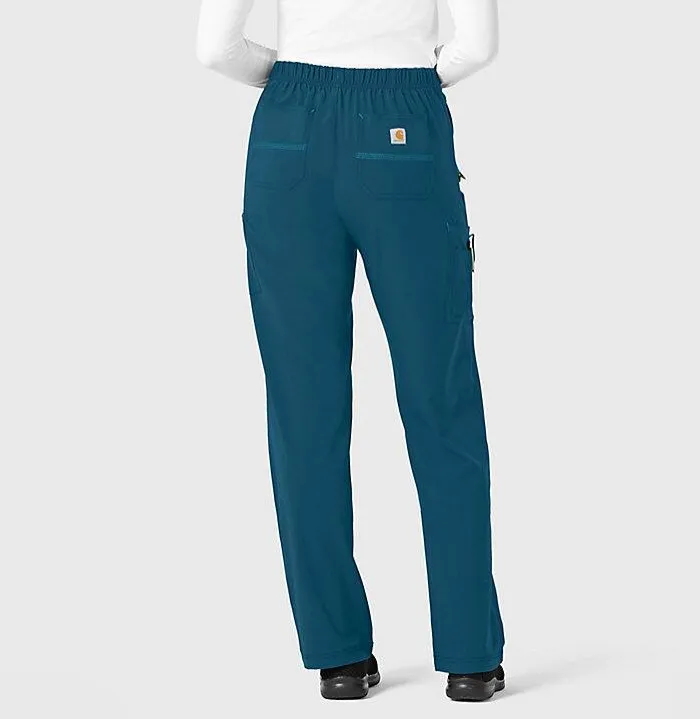 Carhartt Women's Force Cross-Flex Utility Boot Cut Cargo Scrub Pant_Caribbean Blue