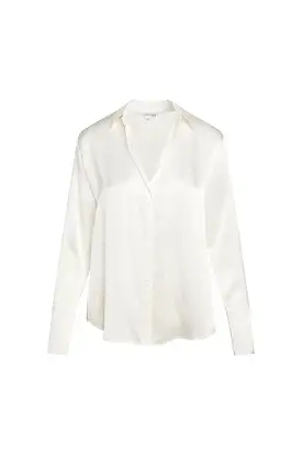 Catherine Gee Daria French Cuff Silk Blouse in White