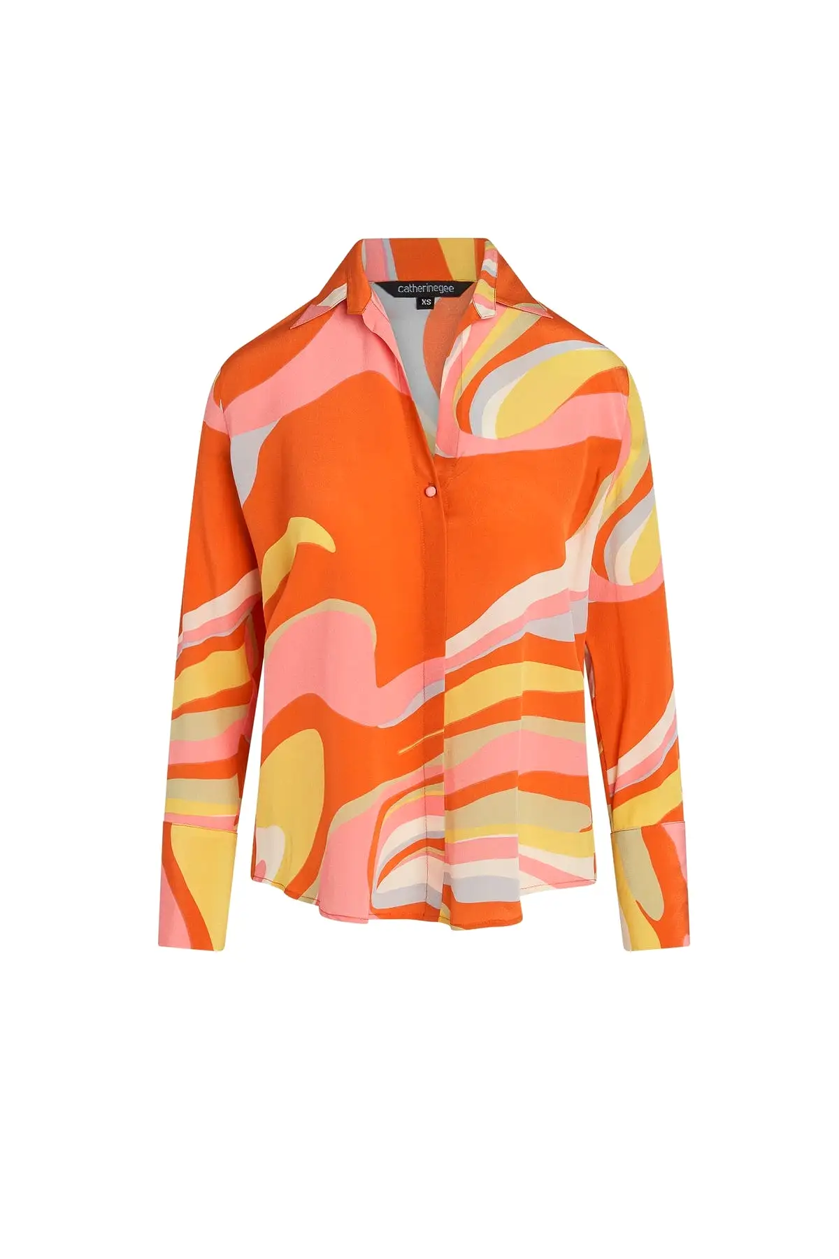 Catherine Gee Daria French Cuff Silk Blouse - Sherbet