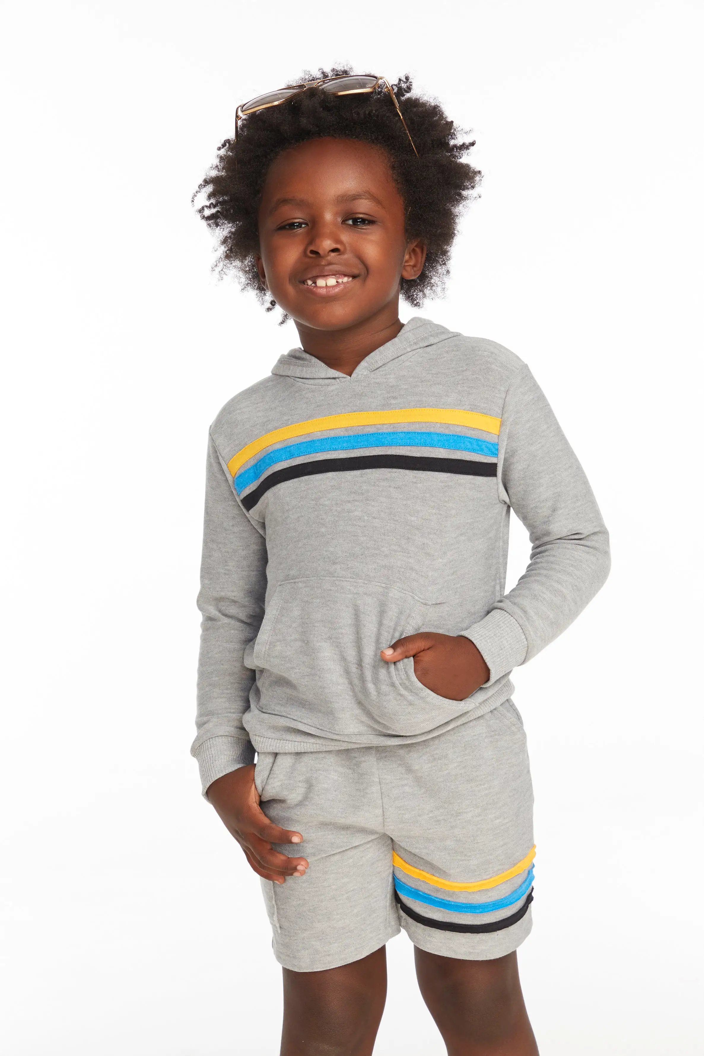 Chaser Striped Heather Grey Boys Pullover Hoodie