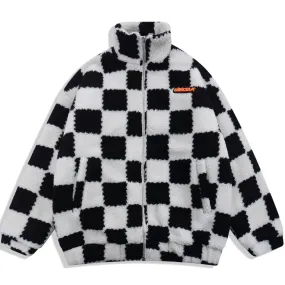 Checkerboard Sherpa Winter Coat