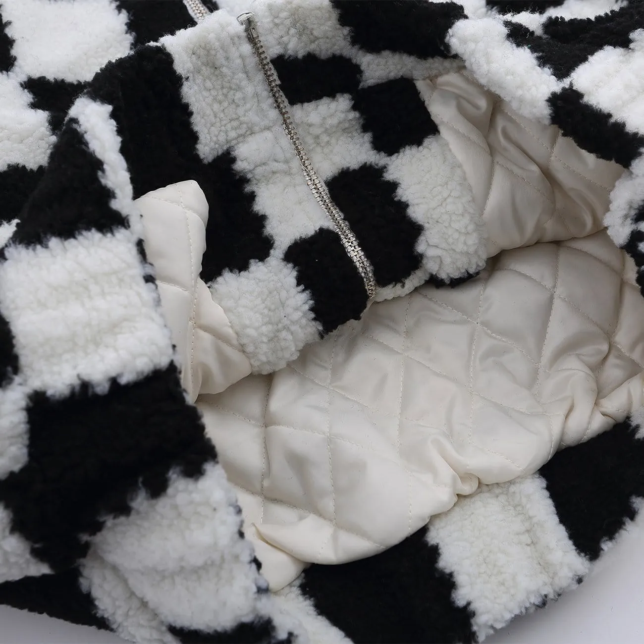 Checkerboard Sherpa Winter Coat