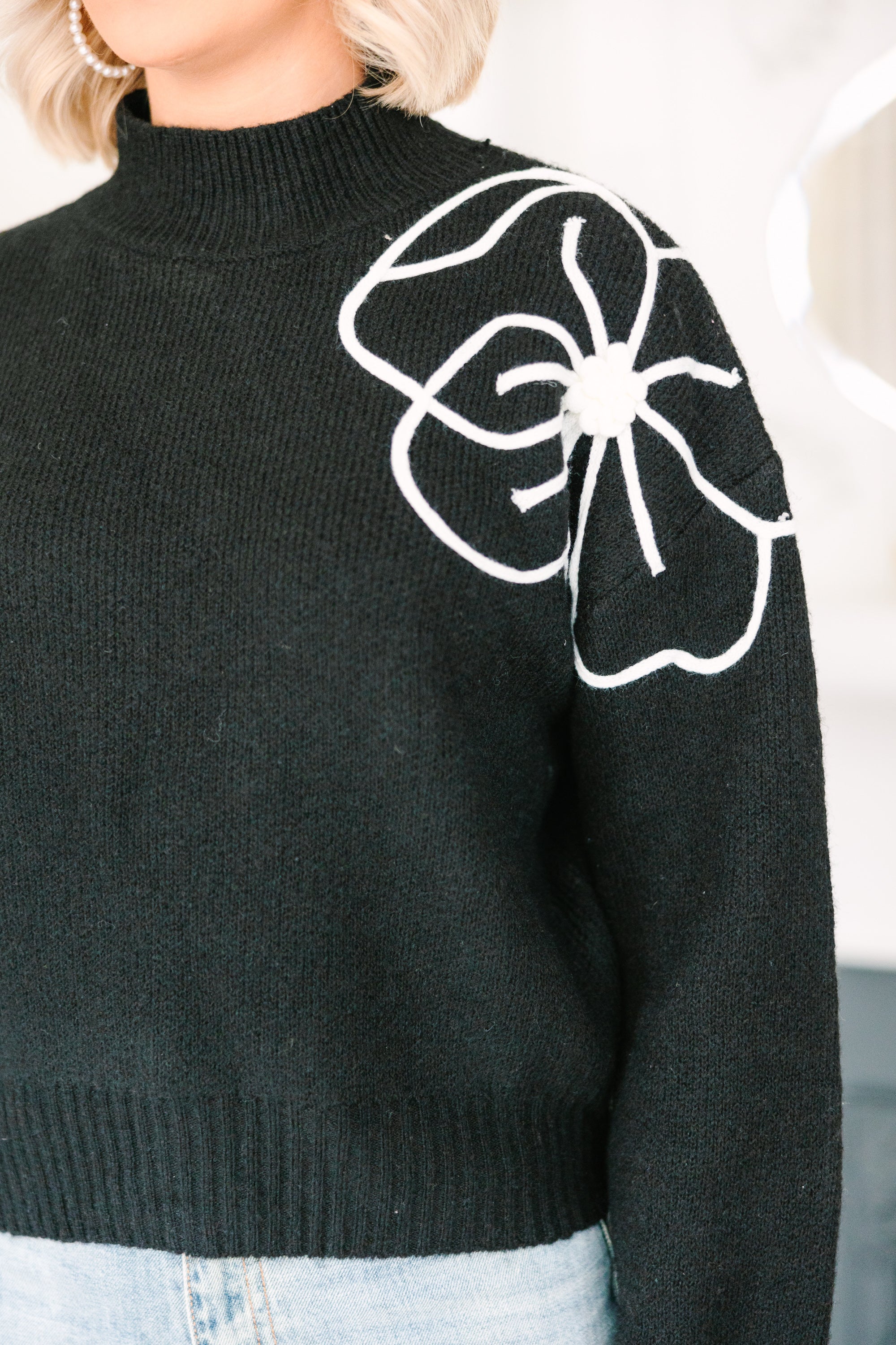 Close To You Black Floral Sweater