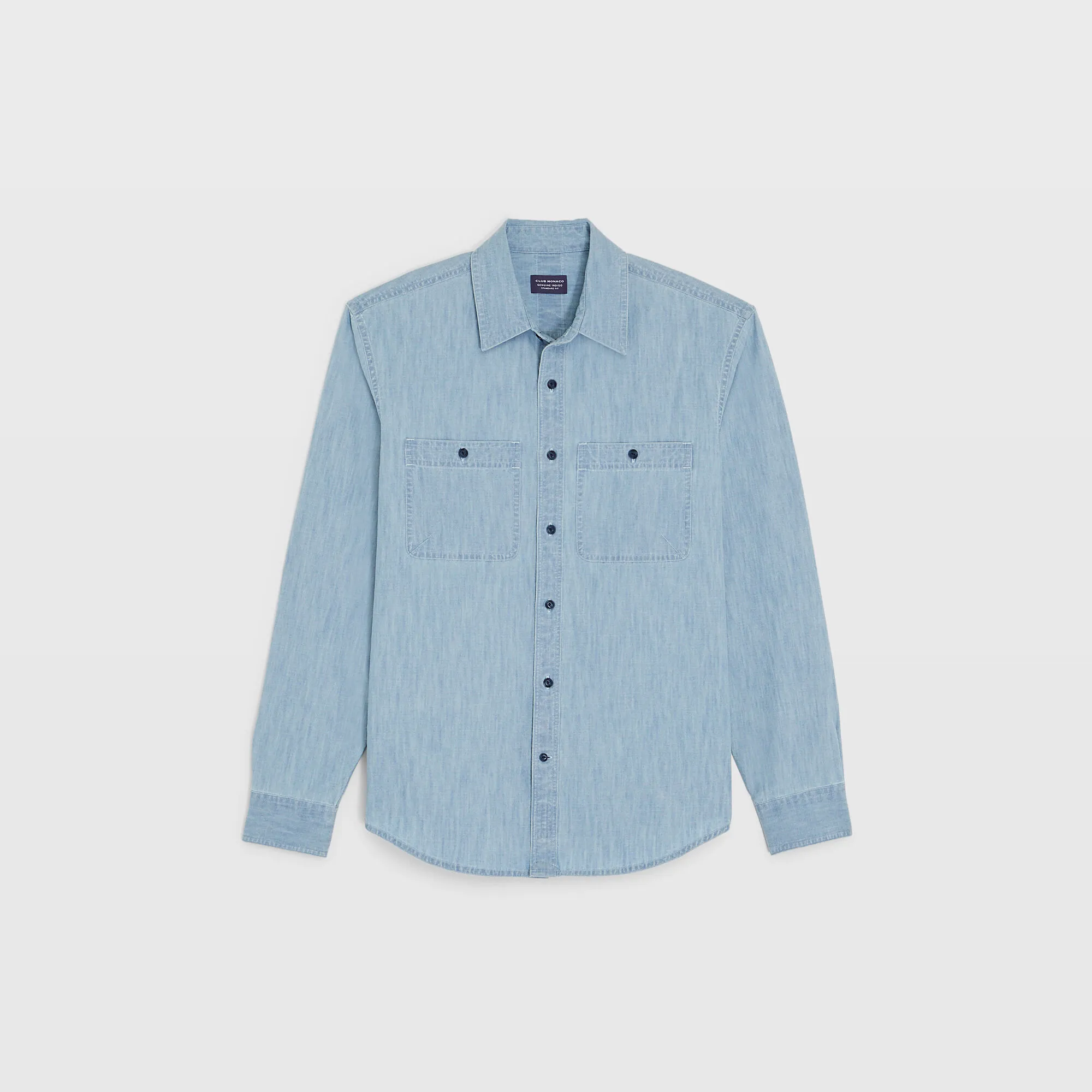 Club Monaco Men Long Sleeve Button Down Chambray Workshirt