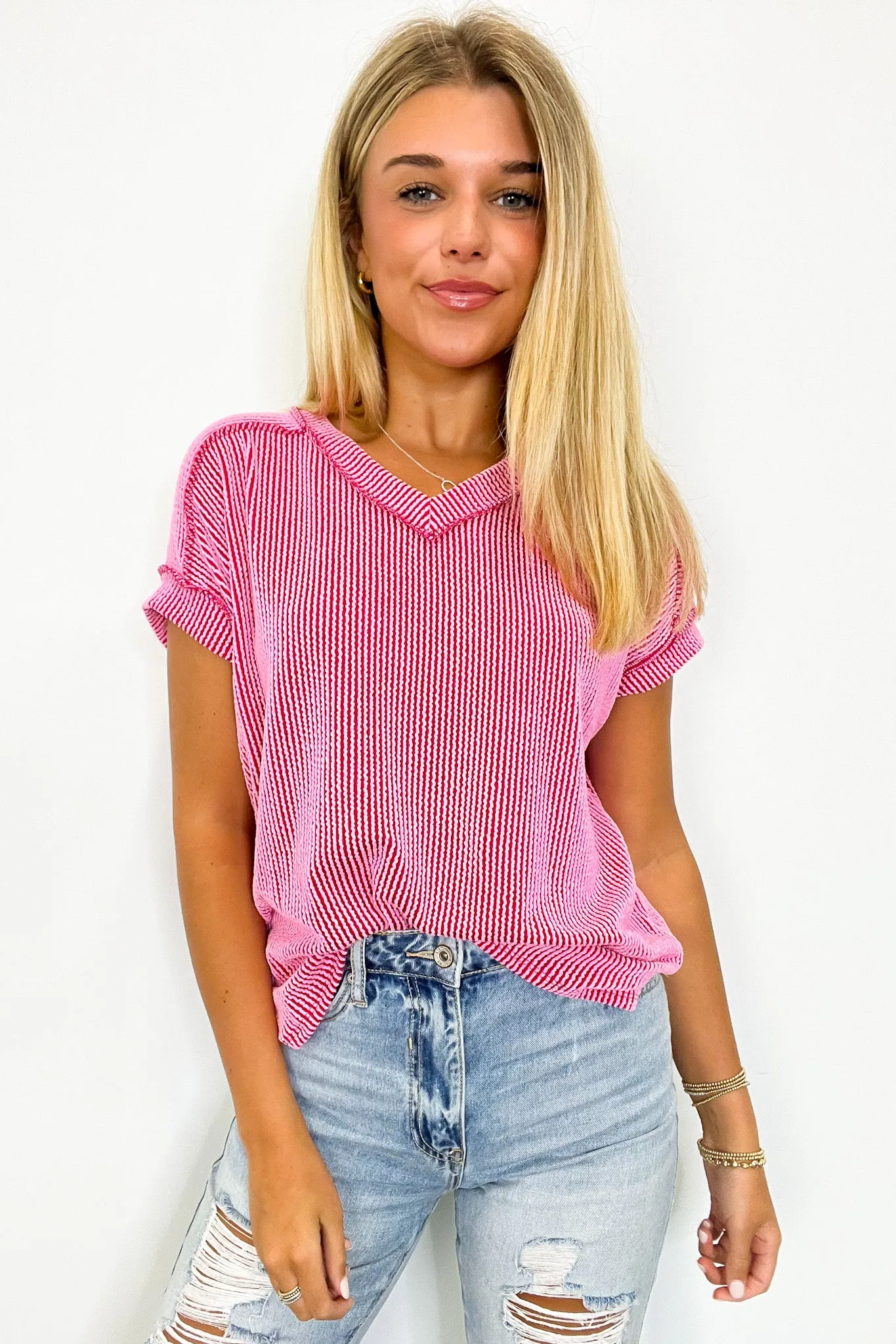 Cordelia V-Neck Rib Knit Top - BACK IN STOCK