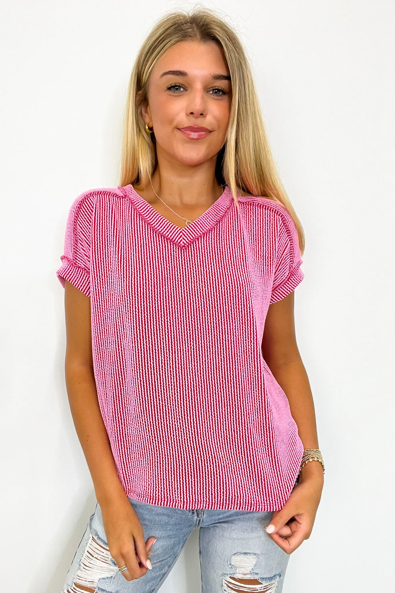 Cordelia V-Neck Rib Knit Top - BACK IN STOCK