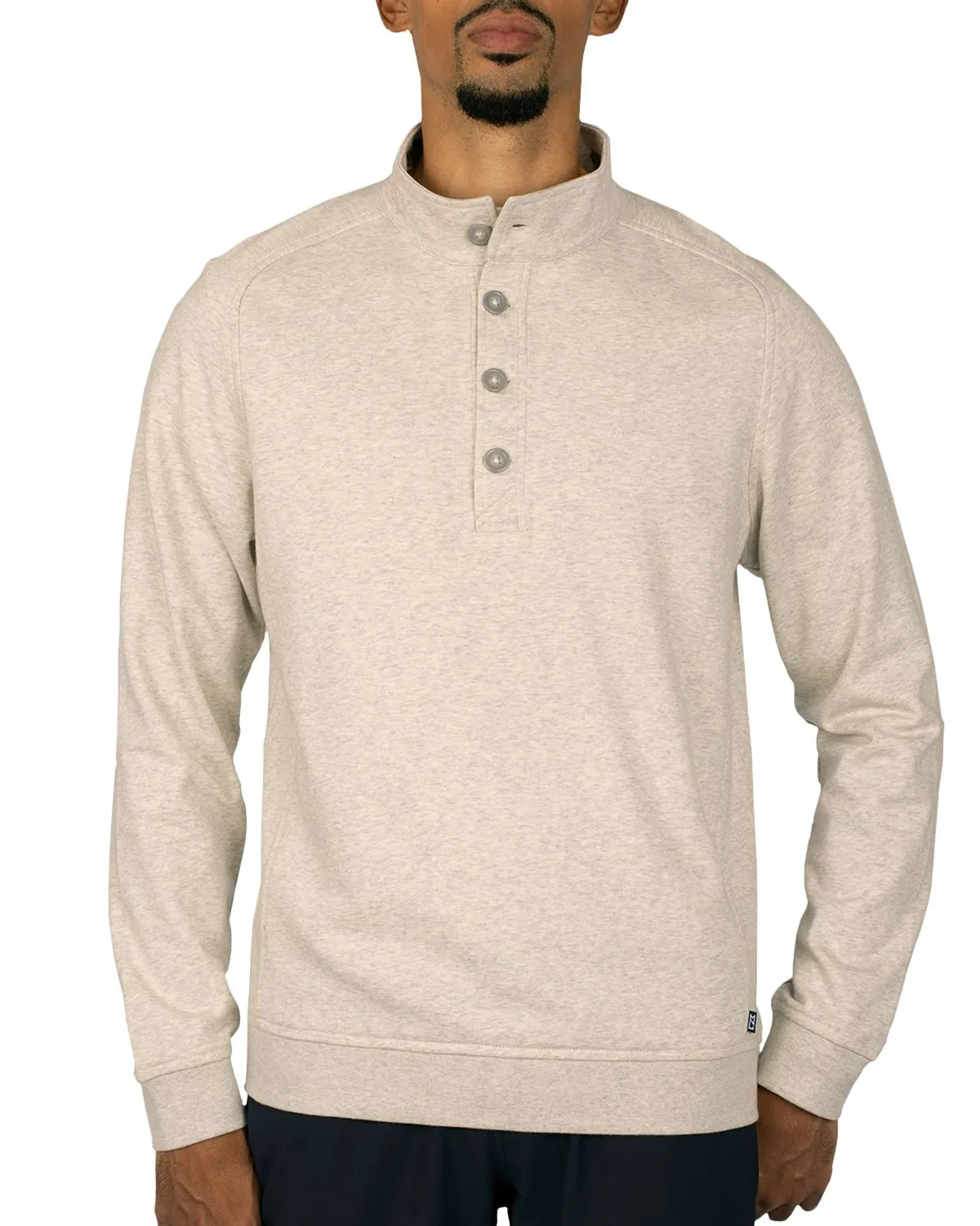 Cutter & Buck Saturday Cotton Blend Mock Pullover Sweatshirt Stone Heather