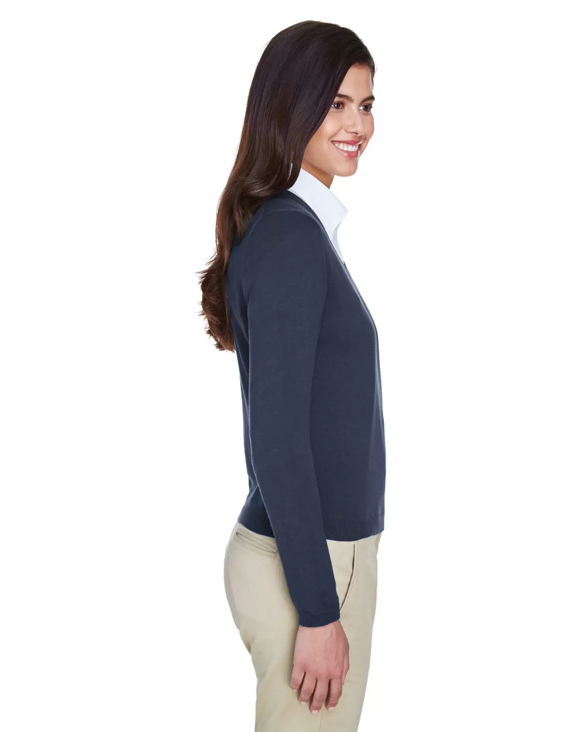 D475W Devon & Jones Ladies' V-Neck Sweater SKU: D475W