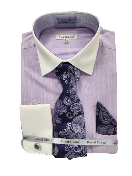 DANIEL ELLISSA JQD PATTERN WITH WHITE COLLAR & FRENCH CUFF DS3831P2 LAVENDER