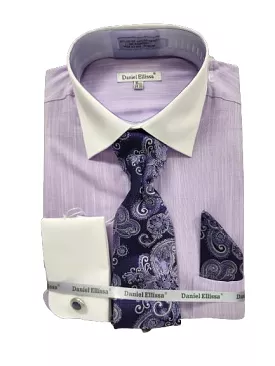 DANIEL ELLISSA JQD PATTERN WITH WHITE COLLAR & FRENCH CUFF DS3831P2 LAVENDER