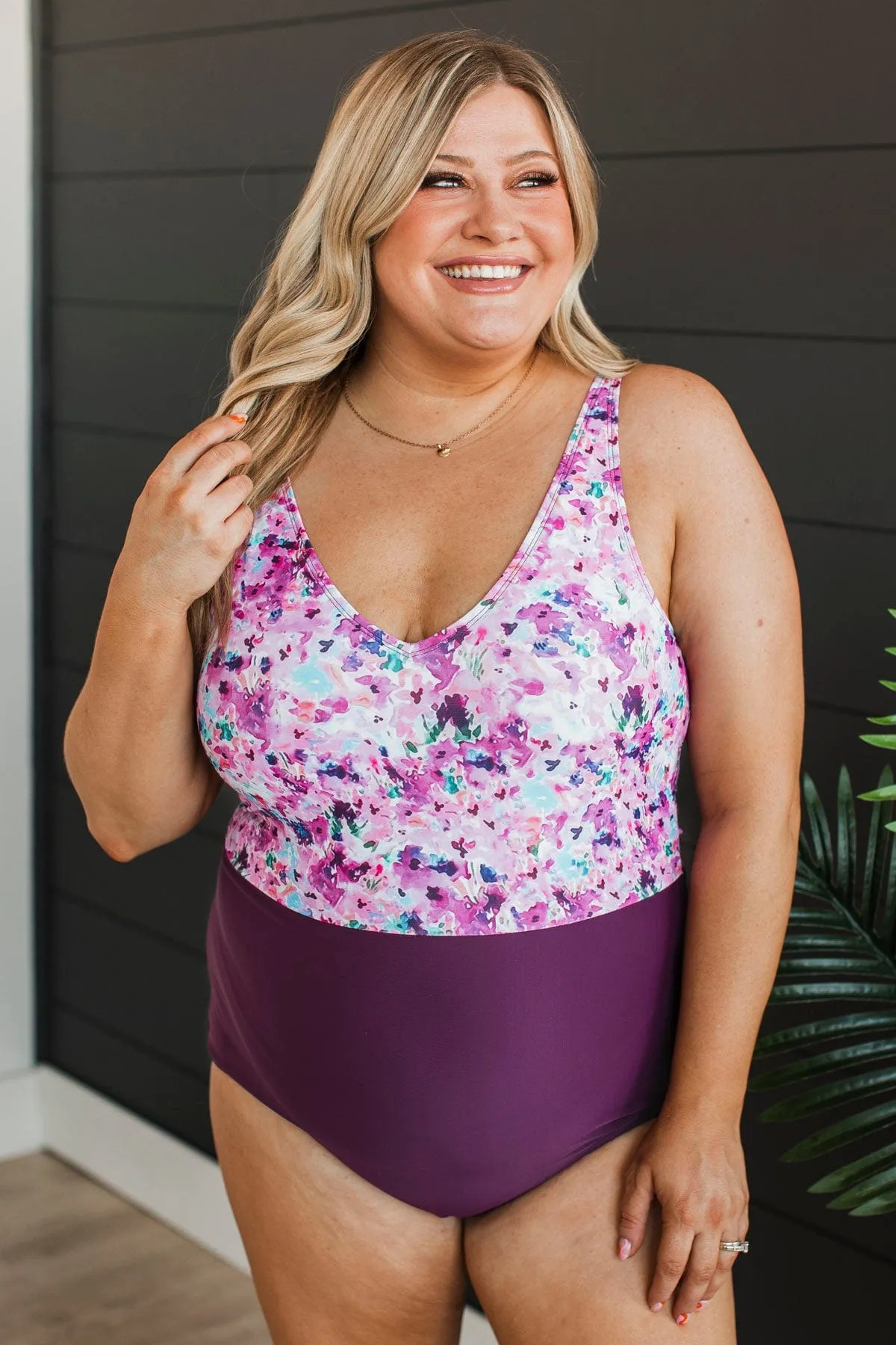 Enjoy The Waves One-Piece Swimsuit- Plum Floral