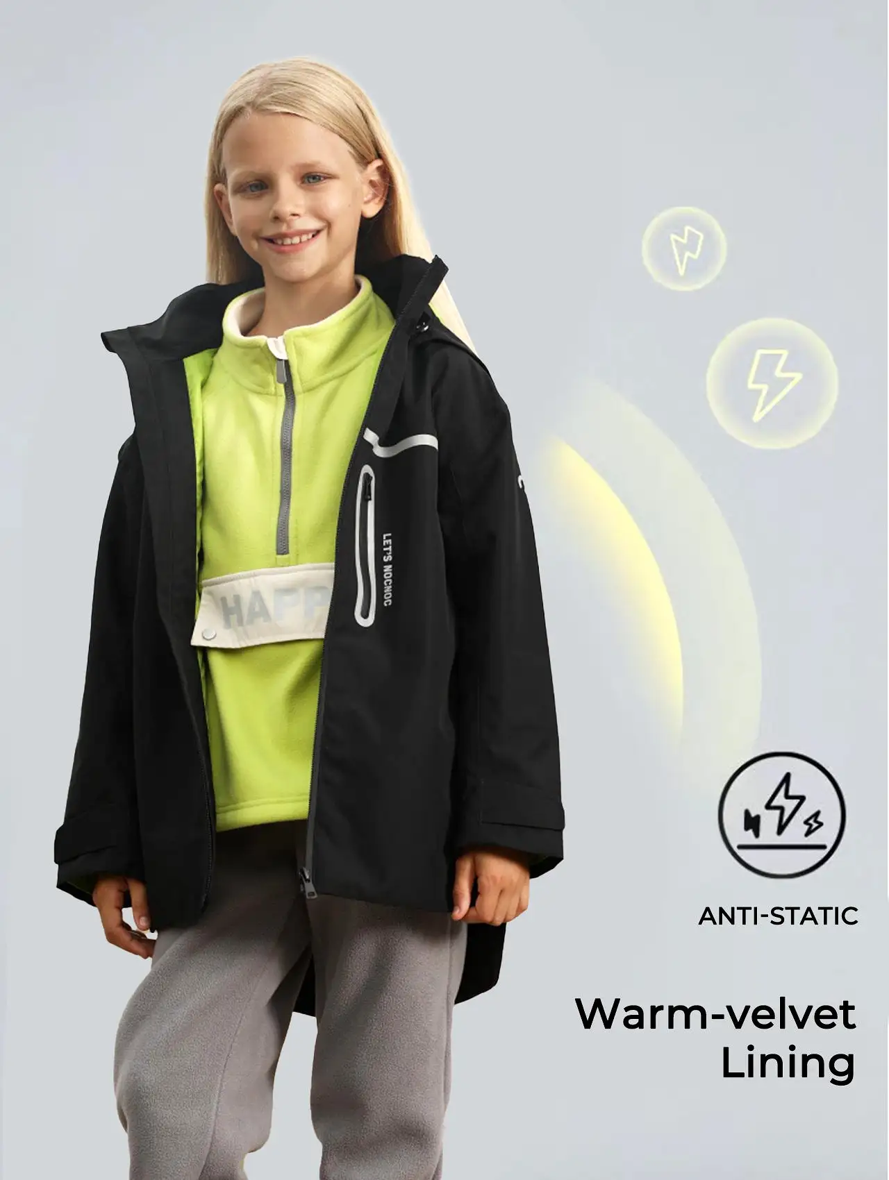 Family Windbreak Jacket with Fleece Lined Warm Suit