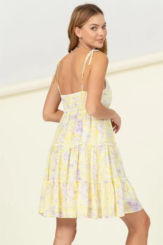 Flirty Floral Tie Strap Midi Dress