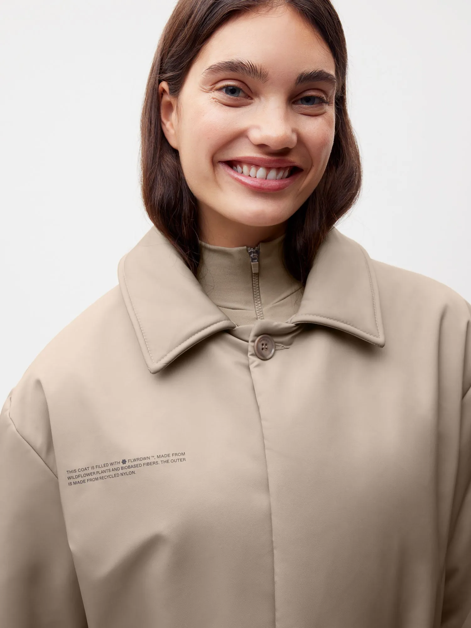 Flower-Warmth Trench Coat—taupe