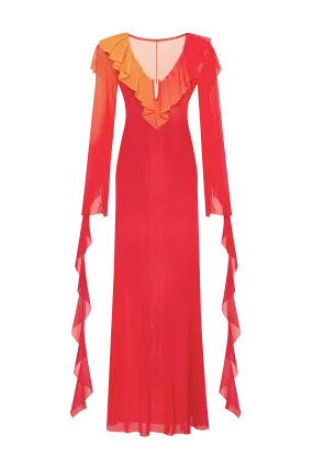 Flowy coral maxi dress, Xo Xo