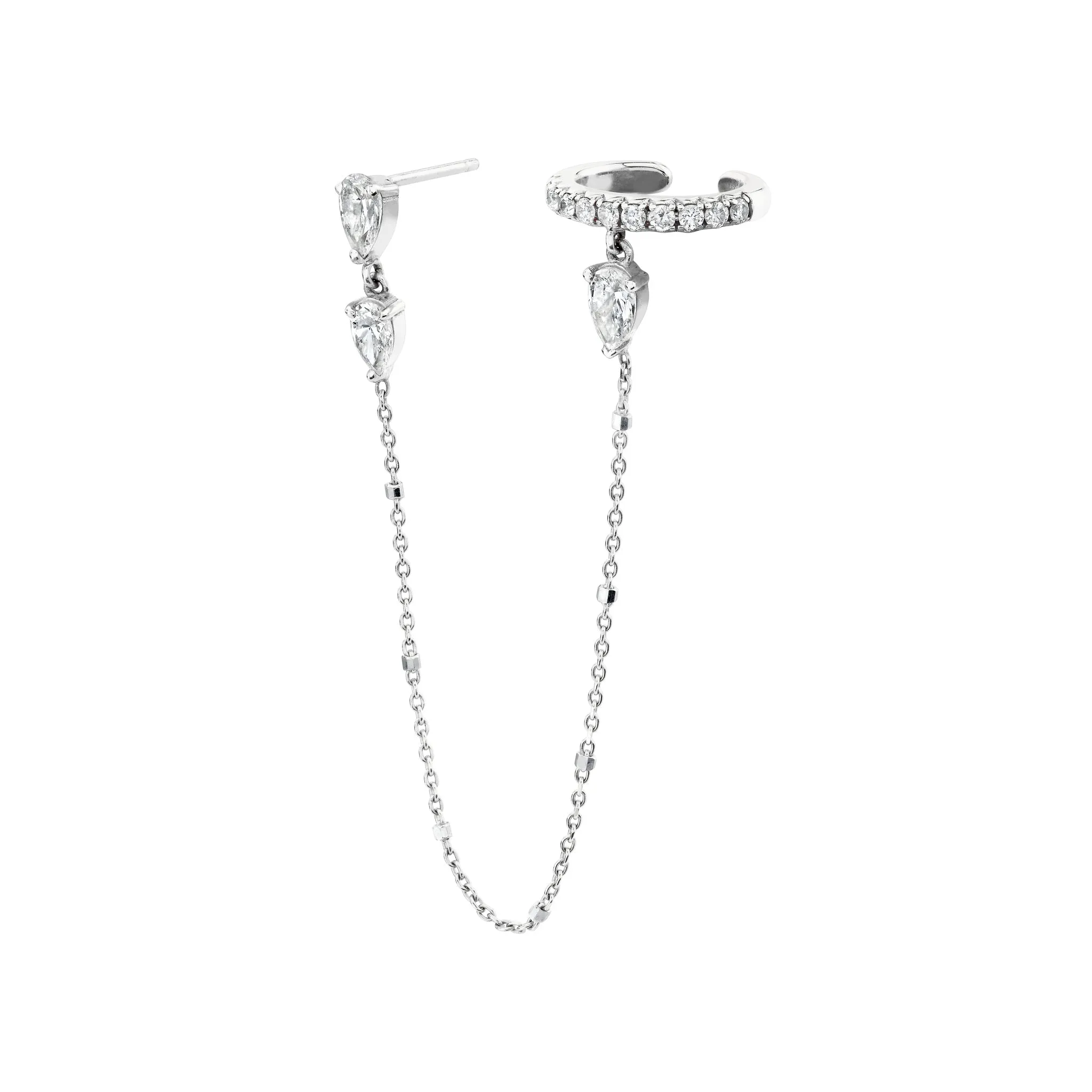 French Pave Ear Cuff with Triple Water Drop Diamond Twinkle Earring