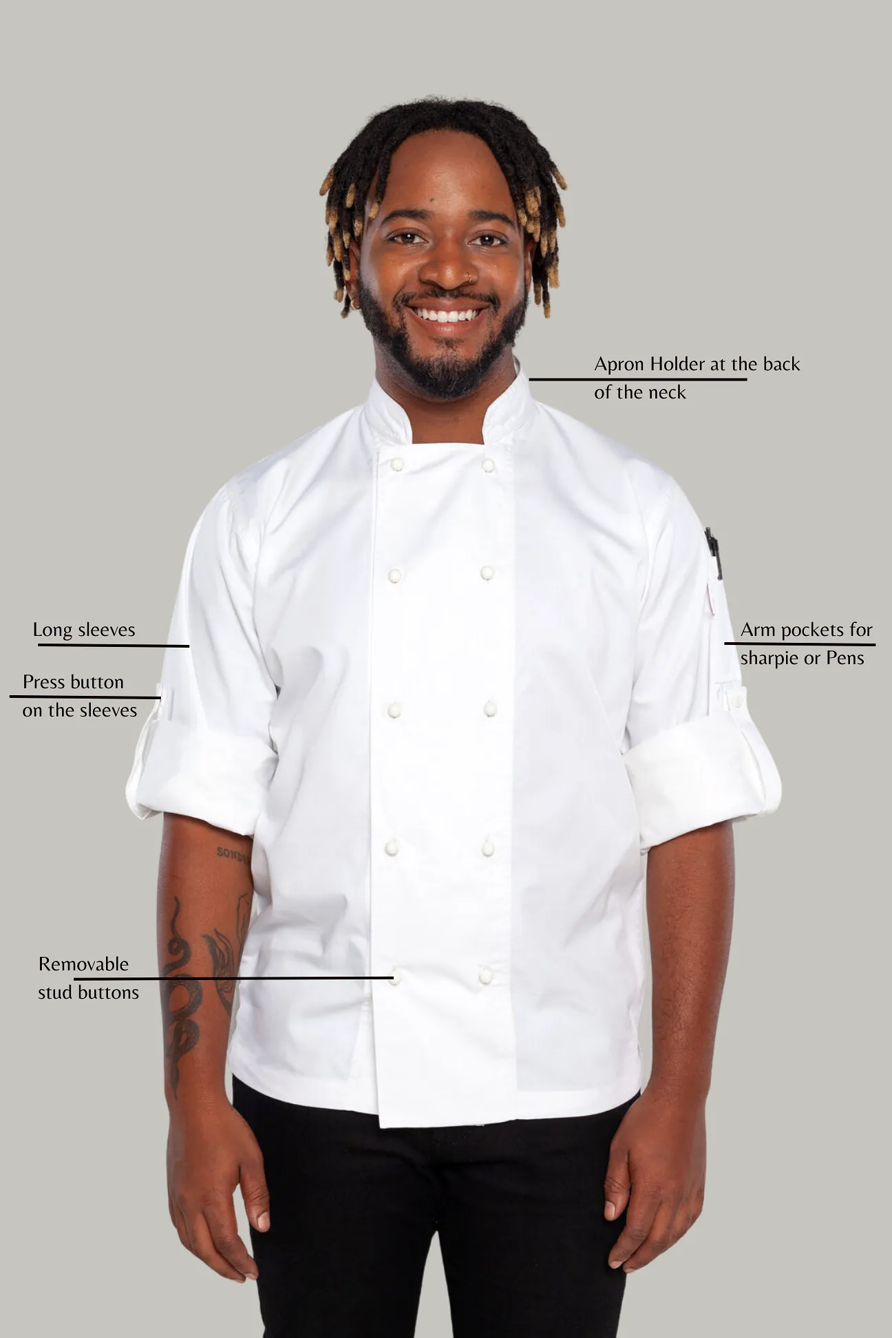 Generic White Chef jackets Long sleeve