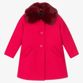 Girls Pink Wool Coat