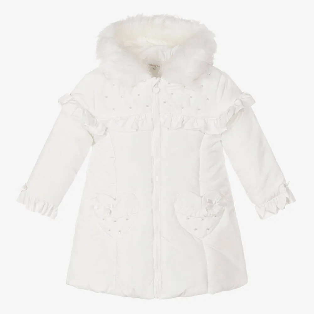 Girls White Padded Coat