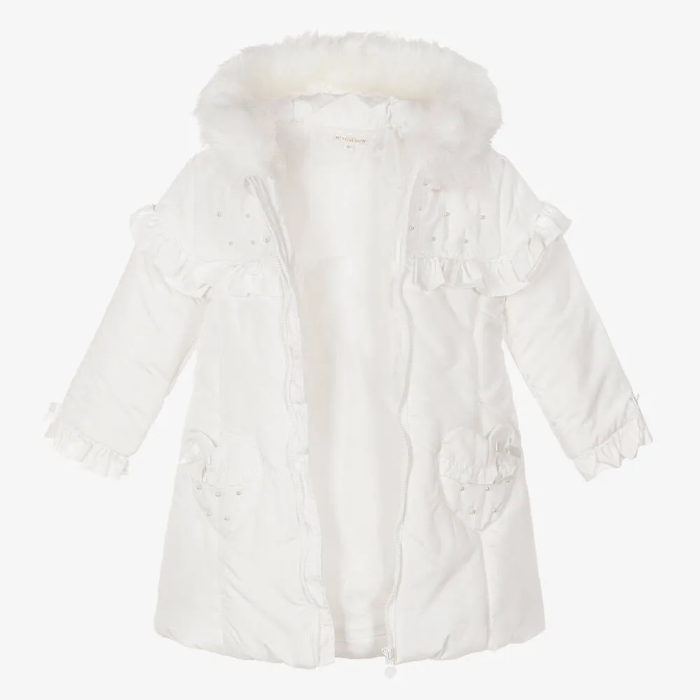 Girls White Padded Coat