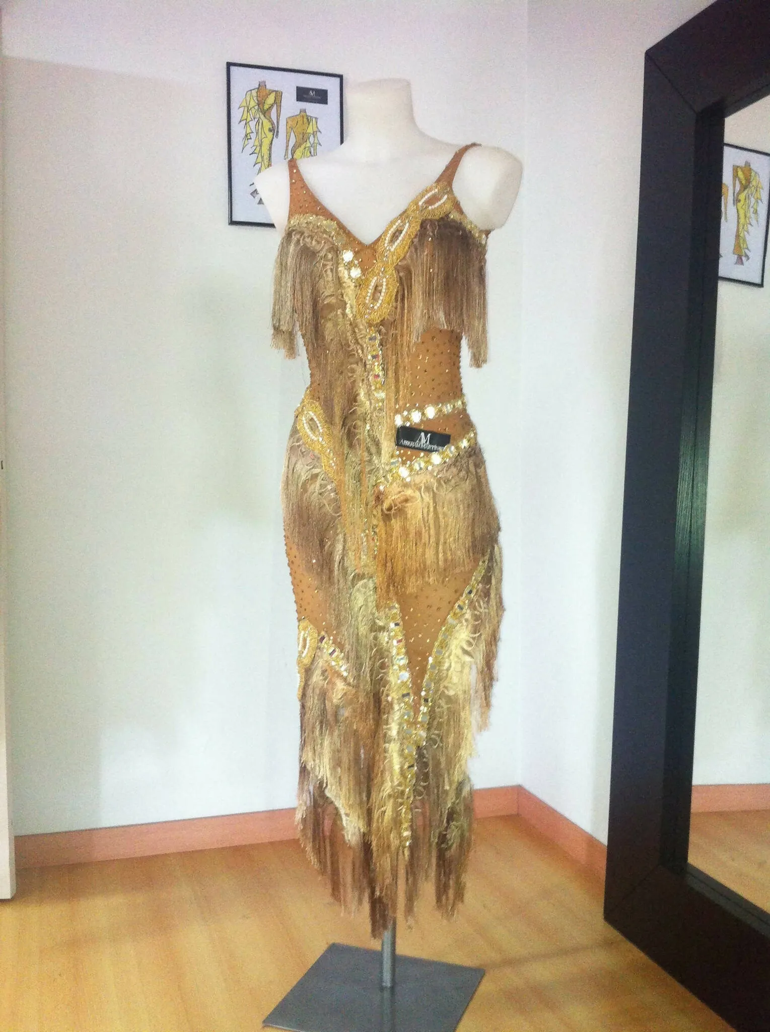 Gold Fringe Abraham Martinez Latin Dress