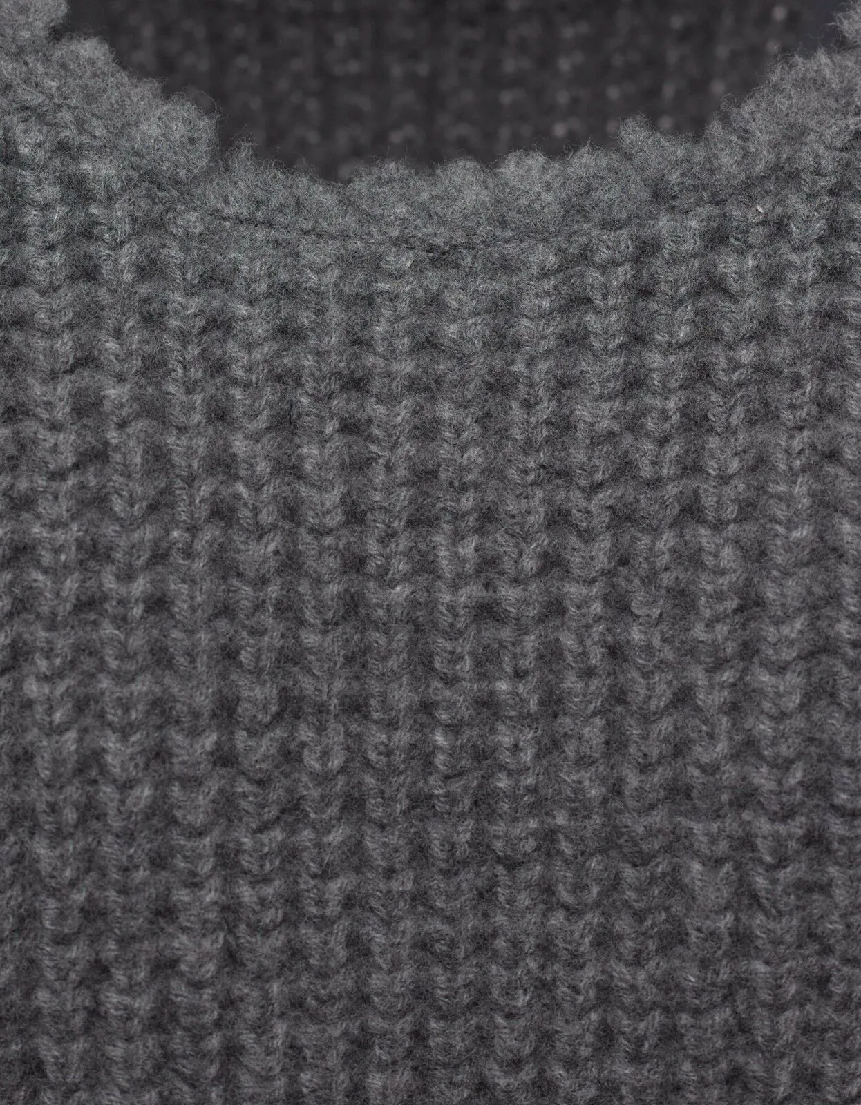 Grey Military Waffle Knit Wool Sweater