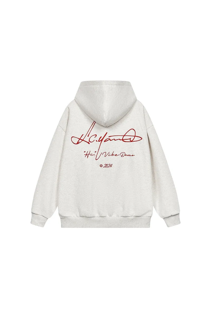 Handwritten Embroidered Zip up Hoodie