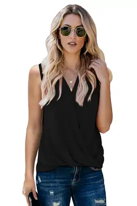 Haute Edition Women's Casual Wrap Loose Fit Blouse Tank