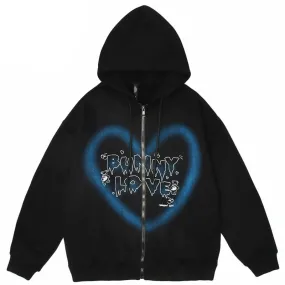 Heart Shape The BUNNY LOVE Anime Zipper Hoodie